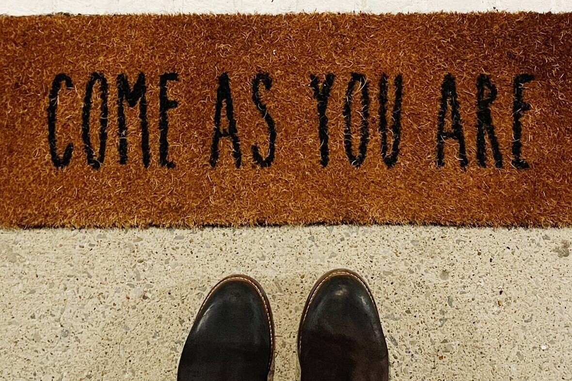 A door mat for After Incarceration that says 'Come As You Are'