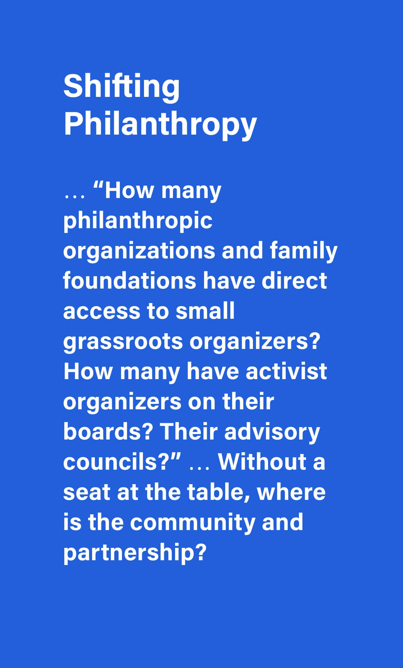 Shifting Philanthropy