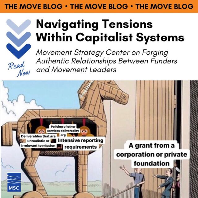 National Nonprofit Day is this month, which is an excellent time to learn about how MSC forges authentic relationships between funders and movement leaders: movementstrategy.org/blog_post/navigating-tensions-within-capitalist-systems/⁣
⁣
Join MSC this month as we highlight some of our favorite stories on the Move Blog. Read more on the MSC website.⁣
⁣
📸: @nogodsnoprofits