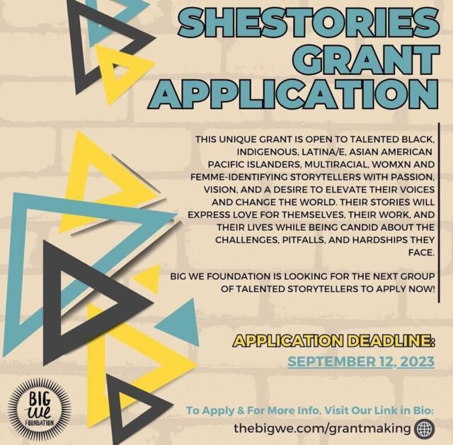 Exciting news from our longtime partners, @thebigwe! 🌟⁣
Introducing SheStories, a groundbreaking program supported by Pivotal Ventures, a Melinda French Gates company. This grant supports talented Black, Indigenous, Latina/e, Asian American and Pacific Islanders, multiracial, and femme-identifying womxn.⁣
⁣
SheStories grantees embark on profound personal journeys, inspiring womxn to embrace love for themselves, their work, and their lives. These narratives provide a candid look into the challenges and triumphs they experience personally, within their communities, and globally.⁣
⁣
The application window is open until September 12. Ready to share your story? Apply via the link in their bio! 🌐🖤