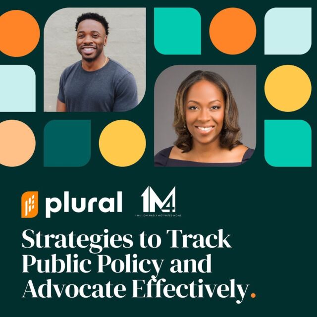 Curious about how our partners,1 Million Madly Motivated Moms (@weare1m4 ) navigate the complex world of public policy to advocate against police violence in Black communities? 🌍✊🏿⁣
⁣
Join Tansy McNulty, the powerhouse behind 1M4, and Damola Ogundipe, the dynamic CEO of Plural, as they shed light on the innovative ways 1M4 harnesses Plural to champion their cause.⁣
⁣
🗓️ Mark your calendar: Thursday, Sept 21, 2pm EST.⁣
🔗 Register NOW https://pluralpolicy.com/strategies-to-track-public-policy-and-advocate-effectively/?nab=0⁣
🎨 Swipe to see the event graphics!⁣
⁣
Plunge into the strategies that are making a difference. #AdvocacyInAction #EndPoliceViolence