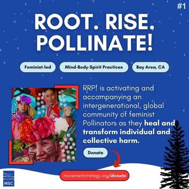 🌿 As this year winds down, have you thought about the impact of your support in movement building? It's not too late to contribute to a powerful cause. As we close this year, why not support those who are actively forging our future? MSC is proud to stand with extraordinary organizations leading the charge in grassroots movement building.⁣
⁣
Get inspired by @rootrisepollinate and their holistic approach to community wellness, nurturing the soul of our neighborhoods. Delve into the cultural and social revolution led by @kilombacollective , catalyzing positive change and deeper understanding. Join the inclusive environments created by @belovedcommunitiesnetwork , where all are welcome and celebrated. Experience the dynamic fusion of healing and justice with @breathe4justice , innovating towards a more equitable world.⁣
⁣
Swipe to uncover more about these organizations and learn how your end-of-year support can elevate their missions. ⁣
Together, we're building a future that captures our shared hopes and aspirations! 🤝 #EndofYearGiving