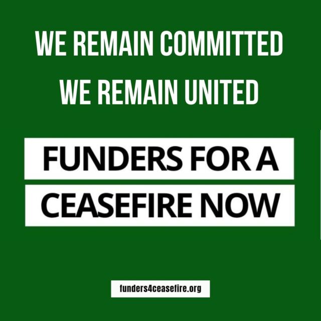 In the face of ongoing heartache, our call for a ceasefire becomes even more vital. We at Movement Strategy Center, alongside dozens of organizations, continue our steadfast commitment to #Funders4Ceasefire. 🕊️ 

Despite entering 2024 amidst war, climate crises, threats to democracy, and persisting discrimination, these challenges only fortify our resolve.⁣
⁣
We're urging leaders in both the public and private sectors: CEASEFIRE NOW. We must move away from militarism and towards nurturing life.⁣
⁣
Our gratitude goes out to our incredible community, whose spirit of change burns bright. Together, let's make 2024 a year of transformative unity and peace. Here's to a world where ceasefires are not just hopeful words, but tangible realities. ✨ #CeasefireNow