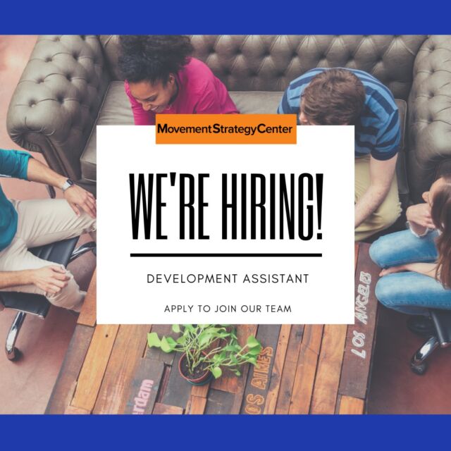 🌟 Join our team! Movement Strategy Center is on the lookout for a Development Assistant to enhance our resource flow and streamline processes. 🚀

If you're passionate about making a difference and have a knack for optimizing systems, this role is for you! You'll be an integral part of our Advancement team, directly contributing to our mission under the guidance of the Director of Institutional Giving. 

Ready to make an impact? 
Apply now! Click the link in bio 🌍💼

 #wearehiring #nonprofitwork  #environmentaljobs