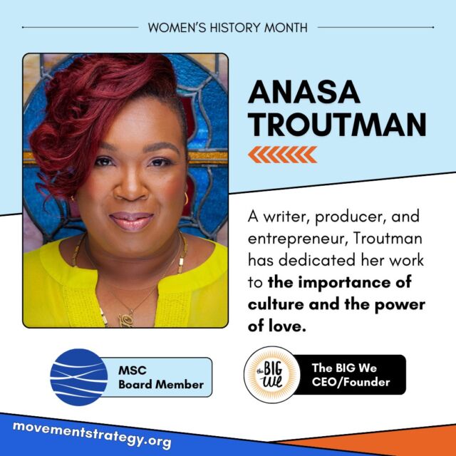 As we bid farewell to #WomensHistoryMonth, we celebrate the remarkable women and femmes in our circle. Highlighting @AnasaTroutman from @BigWeFoundation and MSC, who brings culture and love to the forefront. 

We are incredibly proud to support women and women-led organizations whose phenomenal work continues to inspire and drive positive change. Join us in acknowledging their contributions and celebrating the indelible impact they have made. 

#WomensHistoryMonth #CelebrateWomen